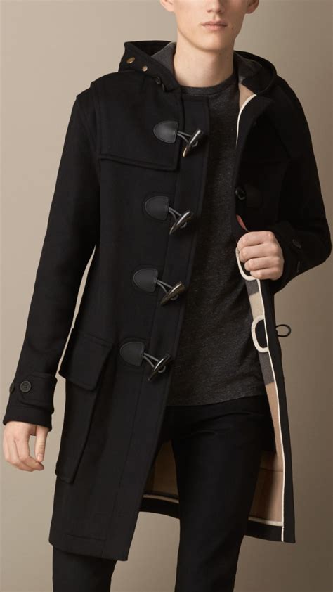 burberry black pea coat mens|burberry duffle coat men's.